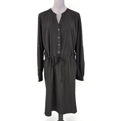 Vestido Orvis Para Mujer 2XL Negro Henley Corbata Cintura Elastizado Bolsillos Paquete y listo Nuevo Foto 1 de 4