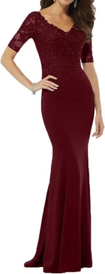 Abendkleider Ballkleider Damen Festlich Spitzenkleider Lang Brautmutterkleider - Bild 1 von 4