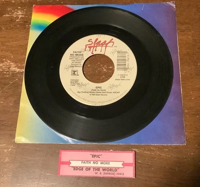 Faith No More‎ 45 w/Jukebox Strip Epic, Edge Of The World 1990 Slash Vinyl Foto 1 de 2