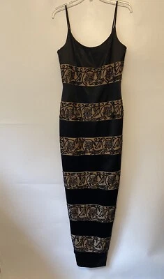 Maxi Vestido Jovani New York Para Mujer 8 Hadas Grunge Gótico Negro Floral Malla Con Cuentas Foto 1 de 4