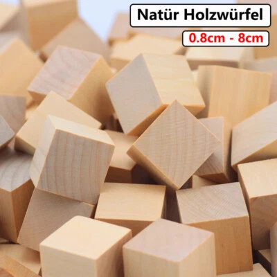 MARKENLOS Natür Holzwürfel aus Holz Blöcke 0.8cm-8cm Solid Cube Würfel aus Holz DIY Model
