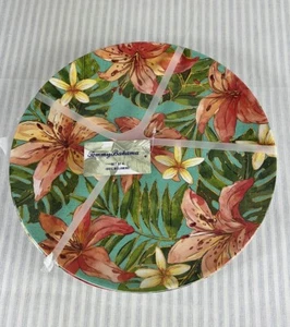 Tommy Bahama Melamine Dinner Plates 11" Hibiscus Tropical Flowers Set Of 4 NEW - Picture 1 of 5