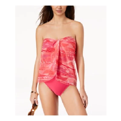 Ralph Lauren Size 6 Coral/Pink Flyaway Bandeau 1-Piece Swimsuit W/Strap NWT - Image 1 of 4