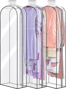 10" Gusseted All Clear Garment Bags for Hanging Clothes 60" Dress Bags for Go... - Picture 1 of 3