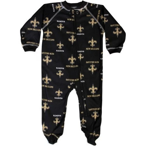 New Orleans Saints Black Logos Sleeper Pajamas Infant Baby Cover