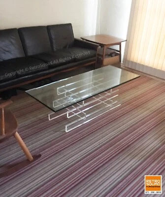 Danish Modern Lucite & Glass Coffee Table Style of Karl Springe Mid Century MCM - Image 1 of 4