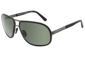 Porsche Design P8533 D Gunmetal & Black Sonnenbrille Sunglasses Green Lens 64-14 - Picture 1 of 3