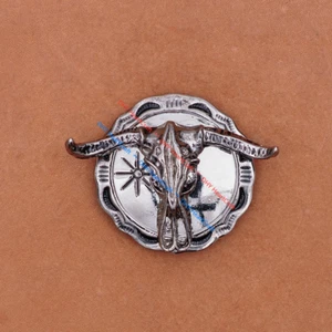 10pcs Western cowboy Bull Skull Longhorn Leathercraft Concho Screwback Conchos - Picture 1 of 10