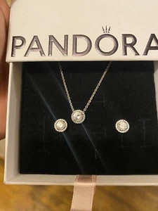 Pandora Guest of Honor Jewelry Set Silver Charm Necklace Pre-Owned Rare Gift - Picture 1 of 4