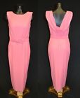 Talbots Vintage 80s 90s Pink Belted Draped Back Rayon Party Cocktail Dress sz 6