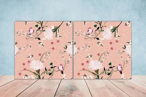 Birds and Flowers Ceramic Wall Tiles - Set of 2 Kitchen Bathroom Wall Backsplash - Picture 1 of 6