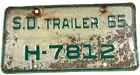 Vintage South Dakota 1965 Trailer License Plate Rustic Man Cave Decor Collector