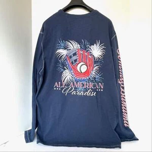 Tommy Bahama Tee All American Paradise Lux Graphic Long Sleeve Cotton Shirt - Picture 1 of 5