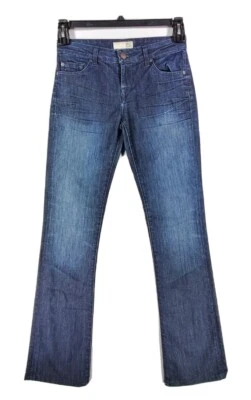 Pantalones de mezclilla elásticos David Kahn desgastados lavado oscuro pierna acampanada talla 26 para mujer Foto 1 de 3