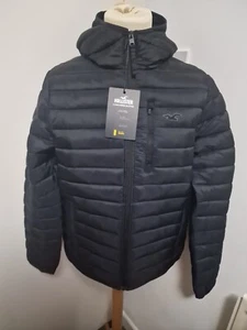 Hollister Mens Full-Zip Puffer Jacket. New With Tags. Large. Black. RRP £79 - Picture 1 of 12