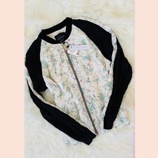 Sanctuary Floral Bomber Jacket Size XS Zip Up Summer Lightweight 