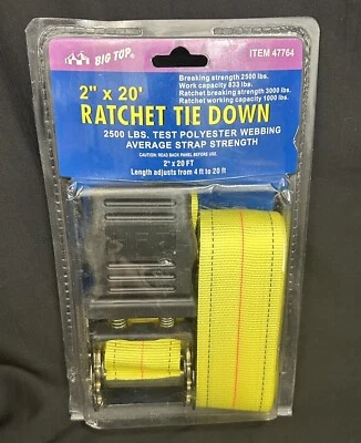 Gancho recubierto de vinilo con correa de amarre de trinquete de 20 pies X 2 pulgadas 2500 libras resistente Foto 1 de 3