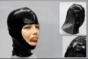 Latex Rubber Gummi uniform Mask Black Cosplay Catsuit Suit Fixed Size Men XL - Bild 1 von 1