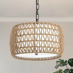 WILON 3-Light Boho Chandelier for Dining Room Over Table, Modern Rattan Penda... - Picture 1 of 6