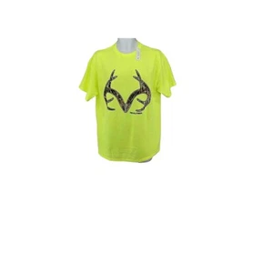 Realtree Men's XL (46-48) S/S Tee with Antlers Safety Green, NWT - Picture 1 of 2