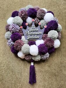 Platinum Jubilee Pom Pom Wreath Handmade With LOVE