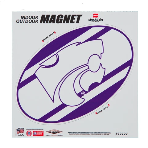 Kansas State Wildcats Super Stripe 6" x 6" Oval Full Color Magnet Cover
