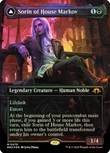 Sorin of House Markov TEXTURED FOIL BORDERLESS 0470 Mythic MH3 MTG - Foto 1 di 1