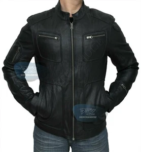 CHAQUETA DE CUERO GENUINO PARA HOMBRE AJUSTE DELGADO REAL CAFÉ RACER MOTOCICLISTA NUEVA DE COLECCIÓN - Imagen 1 de 5