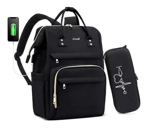 Laptop Backpack for Nurses with Stethoscope Case & USB Charging Port Anti Theft - Picture 1 of 6