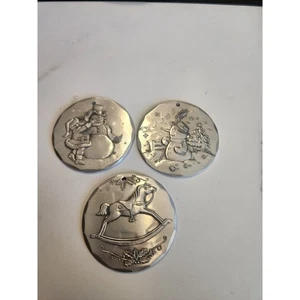 3 Hand Hammered Christmas Ornaments Wendell August Forge  Santa Snowman Horse E - Picture 1 of 4