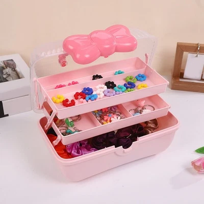 Bow Hairpin Storage Box with Rotating and Multiple Compartments for For girls - Image 1 of 4