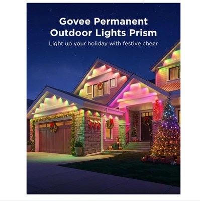 Prisma de luces permanentes para exteriores Govee - 100+ modos de escena, IP68 impermeable, blanco Foto 1 de 4