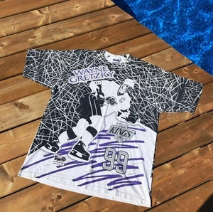 Vintage 1992 Wayne Gretzky LA Kings AOP Woodys Sports T-Shirt Men’s Sz XL (L) - Picture 1 of 13