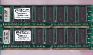 1GB 2x512MB PC-2100 KRETON CENTON 512MBDDR DDR-266 Ram Memory Kit DDR1 DIMM - Picture 1 of 2