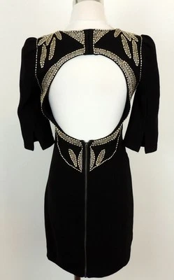 Vestido Silence Noise M Cuentas Negro Dorado Recortado Espalda Mini Cóctel Fiesta Urbano Foto 1 de 4