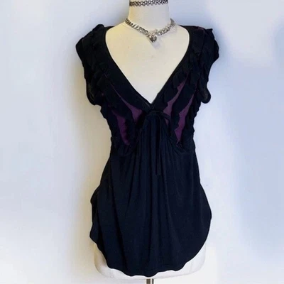 Arden B черная оборка кукла верхняя плиссированная прихотливая вампир Officecore Vixen M - Изображение 1 из 4