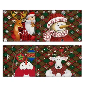 12" x 18" Christmas Placemats Set of 4 Christmas Placemats Santa Claus Snowma... - Picture 1 of 6