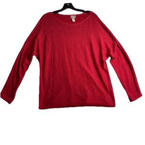 Chicos verzierter Pullover Damen Größe 2 Large Langarm Pulli U-Boot-Ausschnitt - Bild 1 von 12