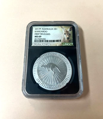 2017P Australia Kangaroo $1 MS69 FIrst Release Silver Coin - (D) #85H - Image 1 of 2