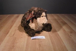 Oso de peluche marrón Gund Marley bolsa de frijoles felpa con bufanda a cuadros verde/rojo (310-3227) - Imagen 1 de 5