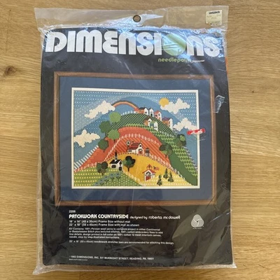 Vtg Dimensions Patchwork Countryside Needlepoint Kit 2206 Arts & Crafts 1982 NEW - Image 1 of 4