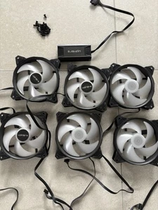 6x upHere wentylator obudowy RGB LED 120mm wentylator o wysokim przepływie powietrza z kontrolerem i piastą - Zdjęcie 1 z 10