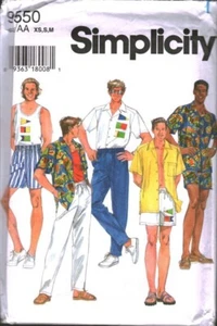 9550 Vintage Simplicity SEWING Pattern Mens Shirt Tank Top Pants XS S M OOP SEW - Picture 1 of 2