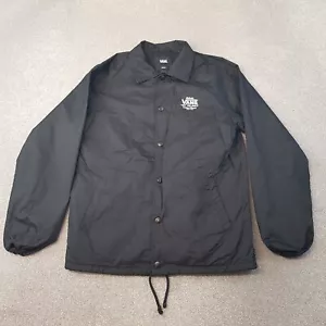 Vans Mens Jacket Small Black Varsity Baseball Lightweight Worker Outdoor Lined - Picture 1 of 11