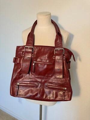 Vintage Y2K Burgundy Vegan Leather Shoulder Bag - Image 1 of 4