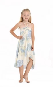 Hawaii Hangover Girl Hawaiian Luau Butterfly Dress in Palm Leaf Cream - Picture 1 of 6