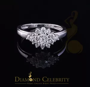 1.00ct Cubic Zirconia Sterling White Silver Flower Engagement Womens Ring Size 7 - Picture 1 of 10