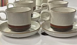 Denby Töpferscheibe 6 x Doppel Espressotassen und Untertassen rostbraun Auslaufmodell - Bild 1 von 7