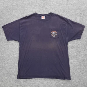 Harley Davidson Shirt Mens XXL Blue Pocket Biker Logo Huntington WV Stratman - Picture 1 of 19