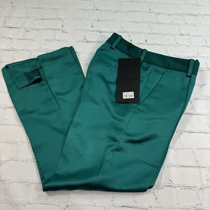 Pantalone donna The Kooples Paris raso smeraldo cropped svasato verde taglia 34 - Foto 1 di 12
